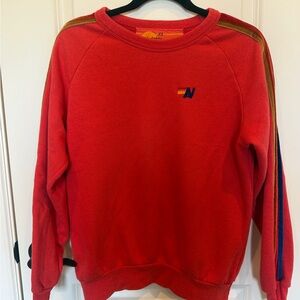 Aviator Nation Red Sweatshirt with velvet Stripes RARE